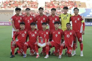 Đội hình xuất phát U17 Indonesia trong trận đấu với Yemen tại Giải vô địch U17 châu Á 2025, thứ Hai (7/4/2025). (c) AFC
